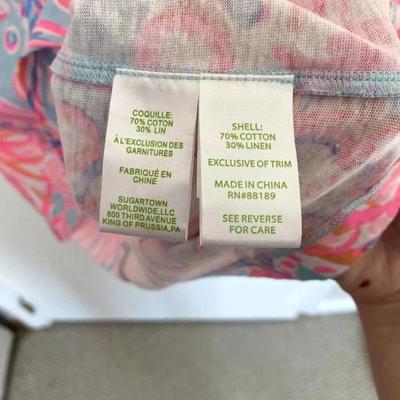 Lilly Pulitzer Pink V-Neck Pom Pom Too Much Bubbly Cotton Harper Shift Dress - Picture 4 of 6